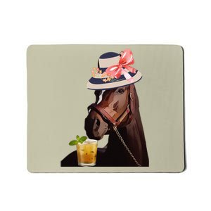 Funny Horse Derby Party Blue Classic Fit Round Mousepad