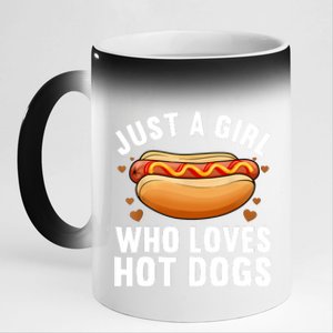 Funny Hot Dog Design Girls Food Hotdog Lovers 11oz Black Color Changing Mug