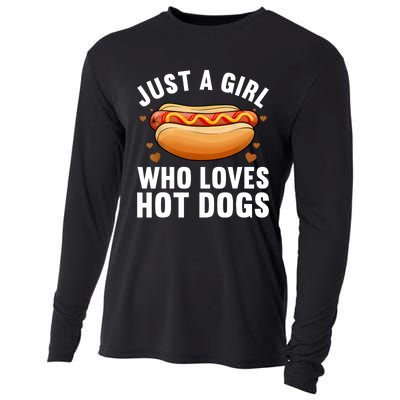 Funny Hot Dog Design Girls Food Hotdog Lovers Cooling Performance Long Sleeve Crew