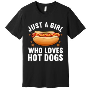 Funny Hot Dog Design Girls Food Hotdog Lovers Premium T-Shirt