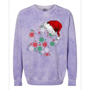 Festive Holiday Dog Paws with Santa Hat and Snowflake Lights Colorblast Crewneck Sweatshirt