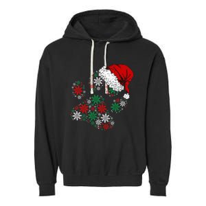 Festive Holiday Dog Paws with Santa Hat and Snowflake Lights Garment-Dyed Fleece Hoodie