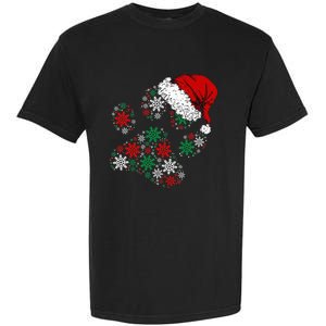 Festive Holiday Dog Paws with Santa Hat and Snowflake Lights Garment-Dyed Heavyweight T-Shirt