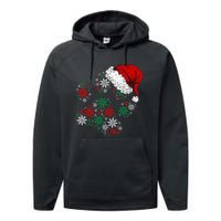 Festive Holiday Dog Paws with Santa Hat and Snowflake Lights Performance Fleece Hoodie