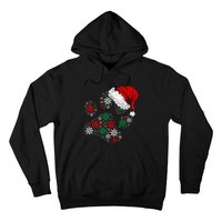 Festive Holiday Dog Paws with Santa Hat and Snowflake Lights Hoodie