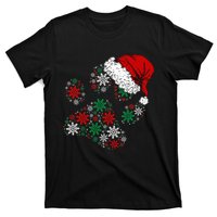 Festive Holiday Dog Paws with Santa Hat and Snowflake Lights T-Shirt