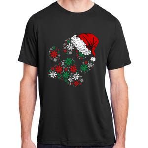 Festive Holiday Dog Paws with Santa Hat and Snowflake Lights Adult ChromaSoft Performance T-Shirt