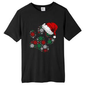 Festive Holiday Dog Paws with Santa Hat and Snowflake Lights Tall Fusion ChromaSoft Performance T-Shirt