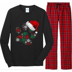 Festive Holiday Dog Paws with Santa Hat and Snowflake Lights Long Sleeve Pajama Set