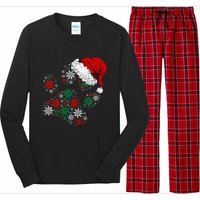 Festive Holiday Dog Paws with Santa Hat and Snowflake Lights Long Sleeve Pajama Set