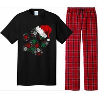 Festive Holiday Dog Paws with Santa Hat and Snowflake Lights Pajama Set