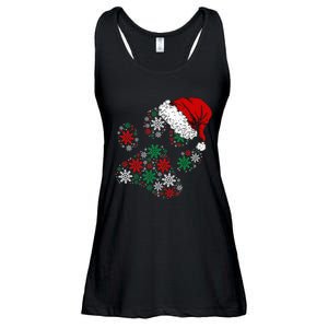 Festive Holiday Dog Paws with Santa Hat and Snowflake Lights Ladies Essential Flowy Tank