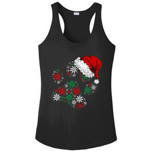 Festive Holiday Dog Paws with Santa Hat and Snowflake Lights Ladies PosiCharge Competitor Racerback Tank