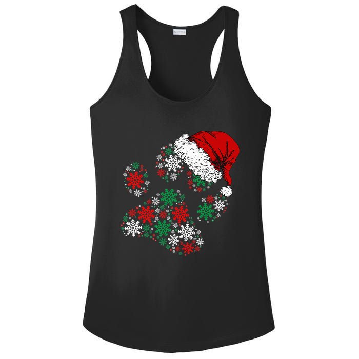 Festive Holiday Dog Paws with Santa Hat and Snowflake Lights Ladies PosiCharge Competitor Racerback Tank