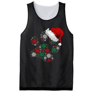 Festive Holiday Dog Paws with Santa Hat and Snowflake Lights Mesh Reversible Basketball Jersey Tank