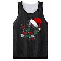 Festive Holiday Dog Paws with Santa Hat and Snowflake Lights Mesh Reversible Basketball Jersey Tank