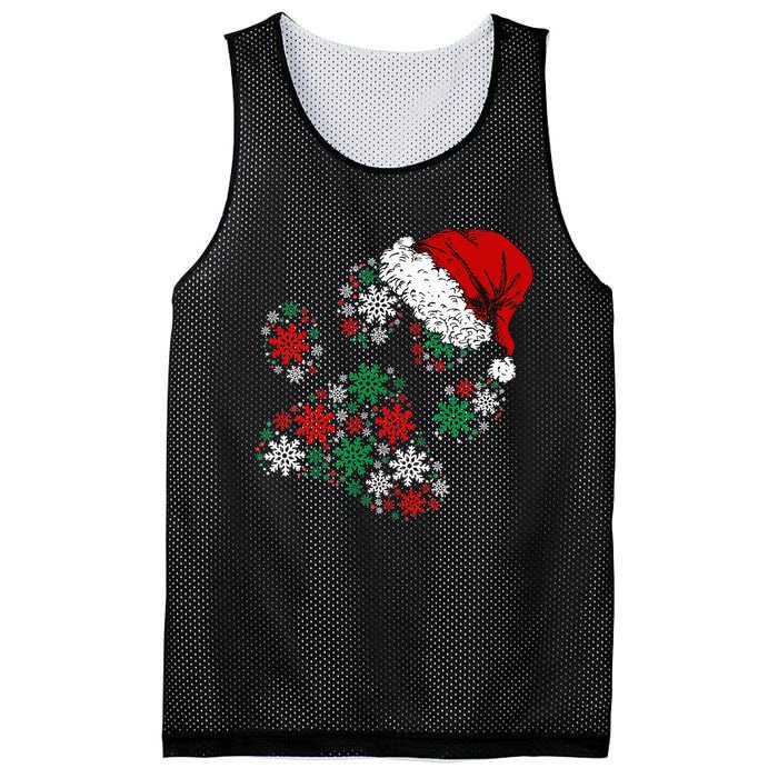 Festive Holiday Dog Paws with Santa Hat and Snowflake Lights Mesh Reversible Basketball Jersey Tank