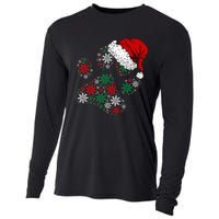 Festive Holiday Dog Paws with Santa Hat and Snowflake Lights Cooling Performance Long Sleeve Crew