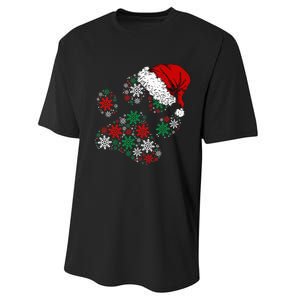 Festive Holiday Dog Paws with Santa Hat and Snowflake Lights Performance Sprint T-Shirt