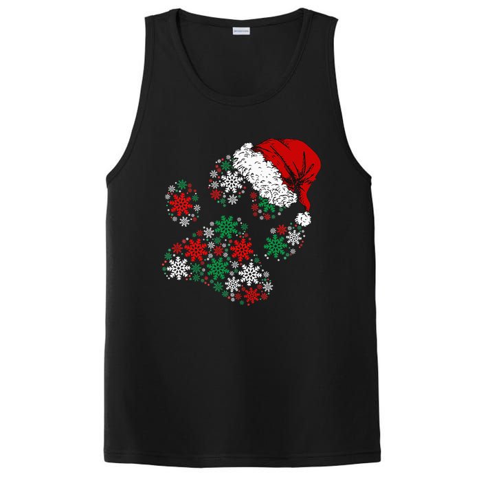 Festive Holiday Dog Paws with Santa Hat and Snowflake Lights PosiCharge Competitor Tank