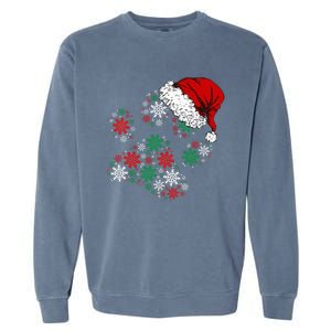 Festive Holiday Dog Paws with Santa Hat and Snowflake Lights Garment-Dyed Sweatshirt