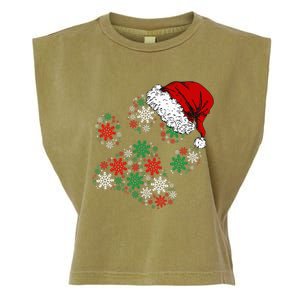 Festive Holiday Dog Paws with Santa Hat and Snowflake Lights Garment-Dyed Women's Muscle Tee