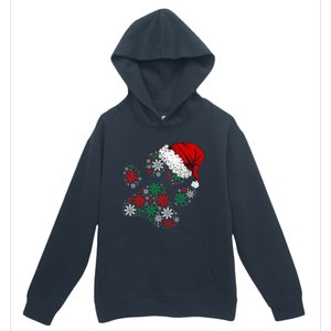 Festive Holiday Dog Paws with Santa Hat and Snowflake Lights Urban Pullover Hoodie