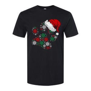 Festive Holiday Dog Paws with Santa Hat and Snowflake Lights Softstyle CVC T-Shirt