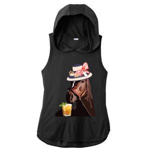 Funny Horse Derby Party Ladies PosiCharge Tri-Blend Wicking Draft Hoodie Tank