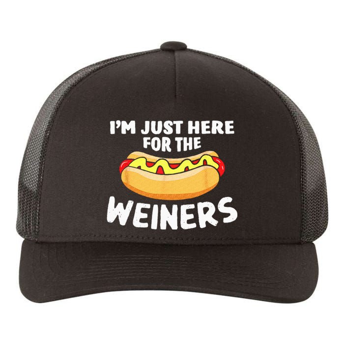 Funny Hot Dog I'm Just Here For The Wieners 4th Of July Yupoong Adult 5-Panel Trucker Hat