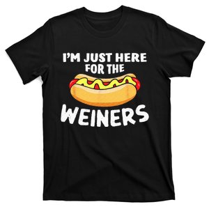 Funny Hot Dog I'm Just Here For The Wieners 4th Of July T-Shirt