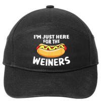 Funny Hot Dog I'm Just Here For The Wieners 4th Of July 7-Panel Snapback Hat