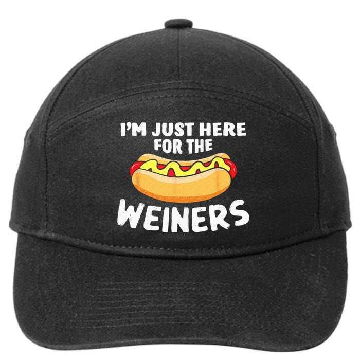 Funny Hot Dog I'm Just Here For The Wieners 4th Of July 7-Panel Snapback Hat