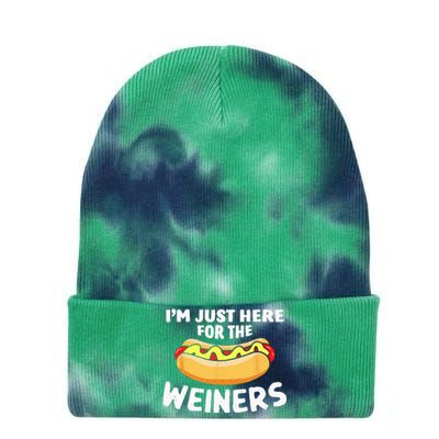 Funny Hot Dog I'm Just Here For The Wieners 4th Of July Tie Dye 12in Knit Beanie