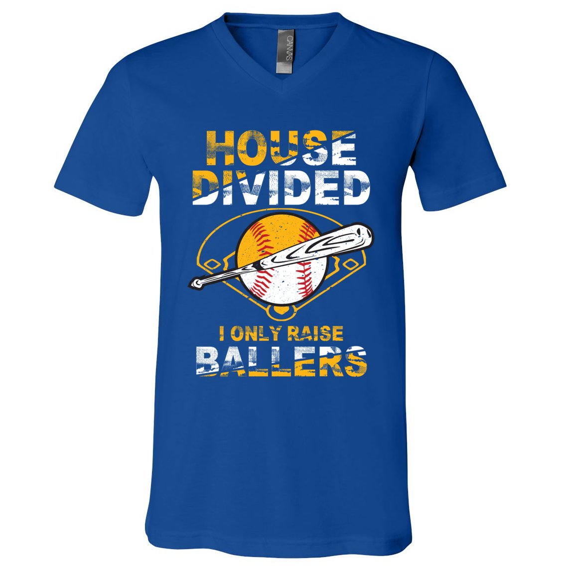 Funny House Divided I Only Raise Ballers Softball Baseball Gift V-Neck T-Shirt