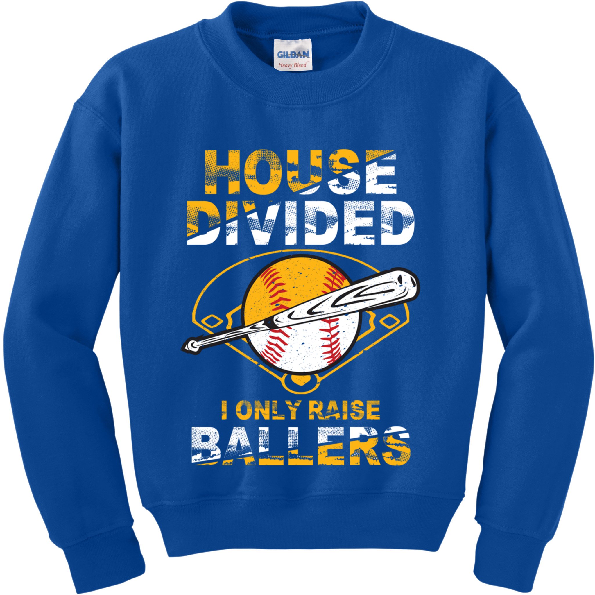 Funny House Divided I Only Raise Ballers Softball Baseball Gift Kids Sweatshirt
