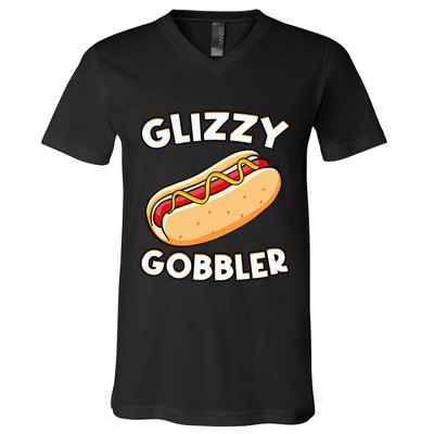 Funny Hot Dog Glizzy Gobbler Number One Glizzy Gladiator V-Neck T-Shirt