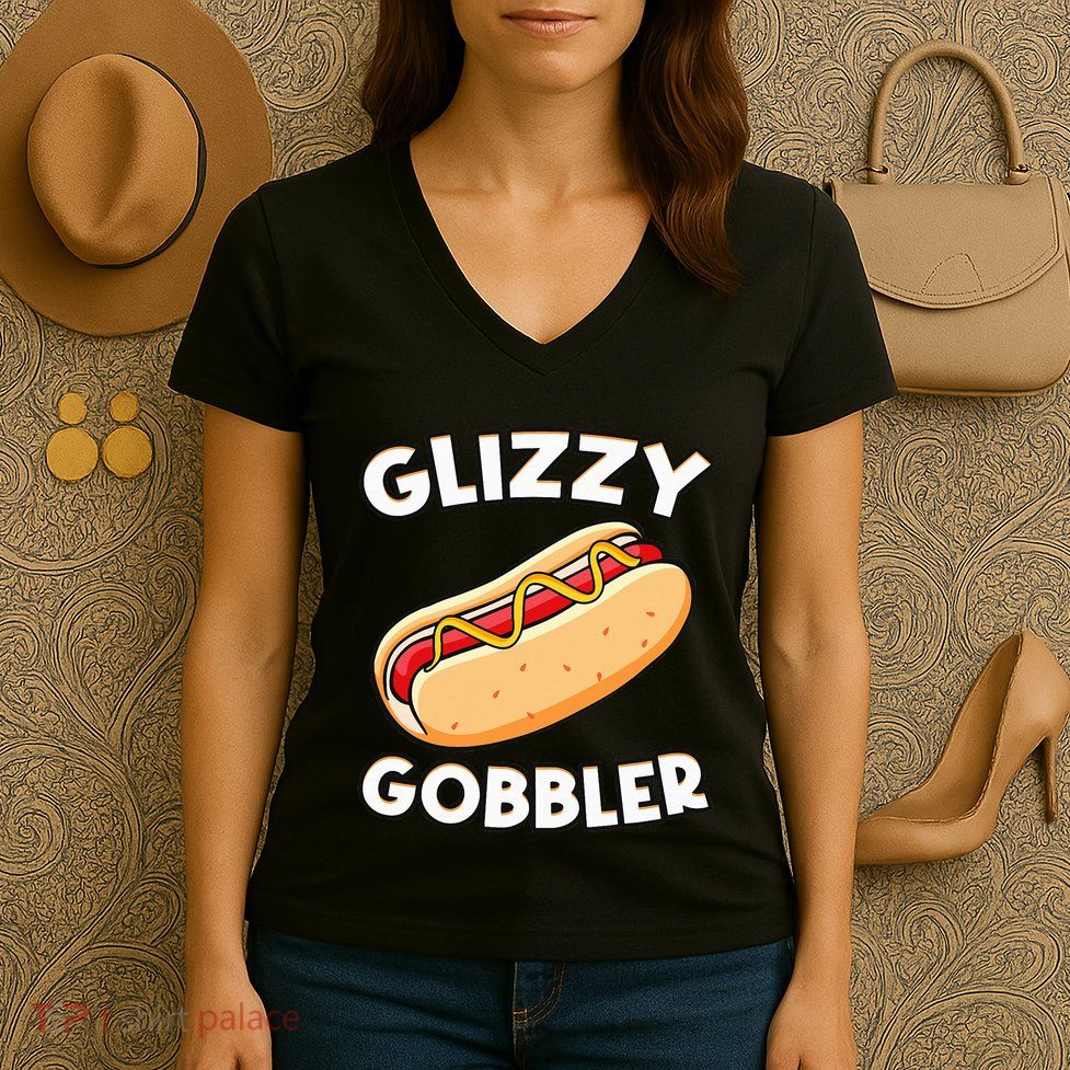 Funny Hot Dog Glizzy Gobbler Number One Glizzy Gladiator Women's V-Neck T-Shirt