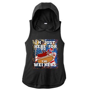 Funny Hot Dog Independence Day I’M Just Here For The Weiners Gift Ladies PosiCharge Tri-Blend Wicking Draft Hoodie Tank