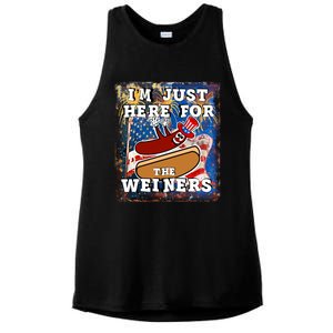 Funny Hot Dog Independence Day I’M Just Here For The Weiners Gift Ladies PosiCharge Tri-Blend Wicking Tank