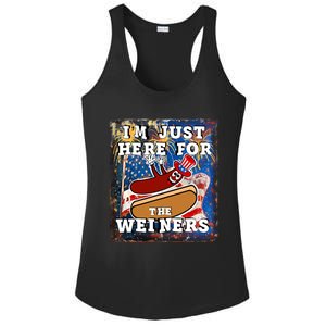 Funny Hot Dog Independence Day I’M Just Here For The Weiners Gift Ladies PosiCharge Competitor Racerback Tank