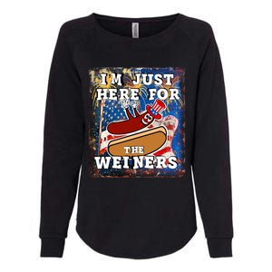 Funny Hot Dog Independence Day I’M Just Here For The Weiners Gift Womens California Wash Sweatshirt