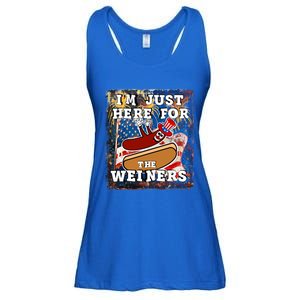 Funny Hot Dog Independence Day I’M Just Here For The Weiners Gift Ladies Essential Flowy Tank