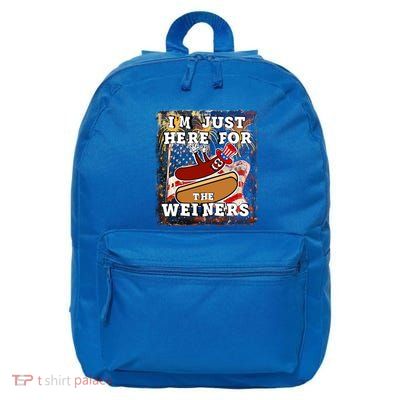 Funny Hot Dog Independence Day I’M Just Here For The Weiners Gift 16 in Basic Backpack
