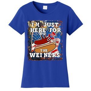 Funny Hot Dog Independence Day I’M Just Here For The Weiners Gift Women's T-Shirt