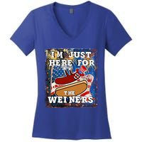 Funny Hot Dog Independence Day I’M Just Here For The Weiners Gift Women's V-Neck T-Shirt