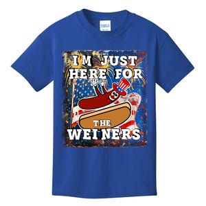 Funny Hot Dog Independence Day I’M Just Here For The Weiners Gift Kids T-Shirt