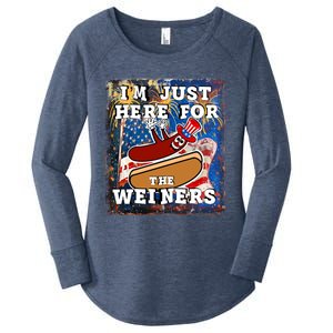 Funny Hot Dog Independence Day I’M Just Here For The Weiners Gift Women's Perfect Tri Tunic Long Sleeve Shirt