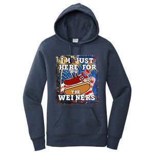 Funny Hot Dog Independence Day I’M Just Here For The Weiners Gift Women's Pullover Hoodie