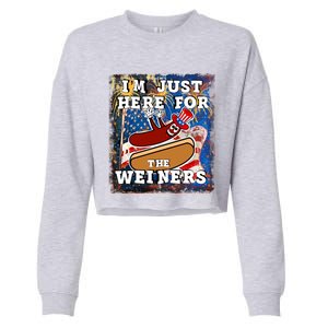 Funny Hot Dog Independence Day I’M Just Here For The Weiners Gift Cropped Pullover Crew